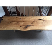 "Eiche, Leimholzplatte, rustikal plus, Baumkante vorne, 100x50x3cm, geölt, Wildeiche
